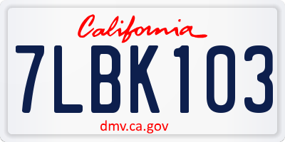 CA license plate 7LBK103