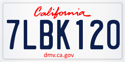 CA license plate 7LBK120