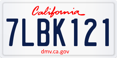 CA license plate 7LBK121