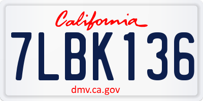 CA license plate 7LBK136