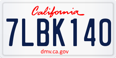 CA license plate 7LBK140