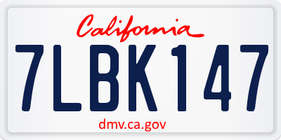 CA license plate 7LBK147