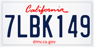 CA license plate 7LBK149