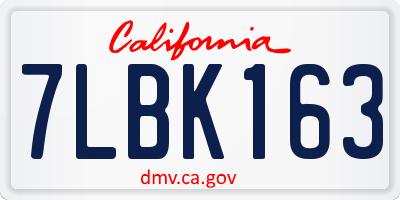 CA license plate 7LBK163