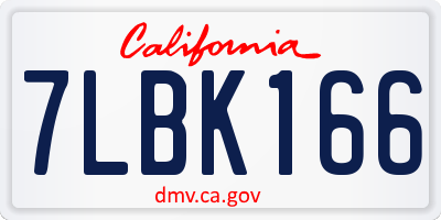 CA license plate 7LBK166
