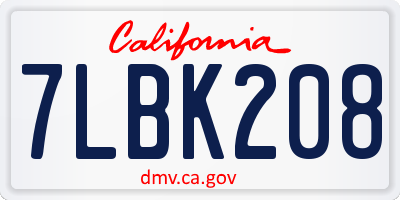 CA license plate 7LBK208