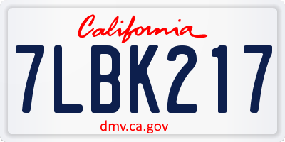 CA license plate 7LBK217