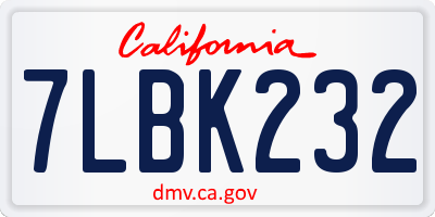 CA license plate 7LBK232