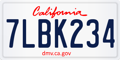 CA license plate 7LBK234