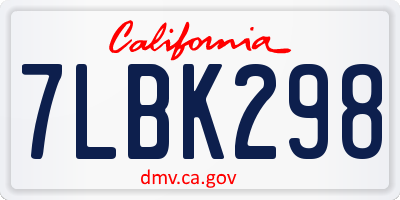 CA license plate 7LBK298