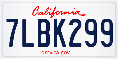 CA license plate 7LBK299