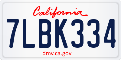 CA license plate 7LBK334