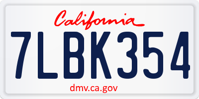 CA license plate 7LBK354
