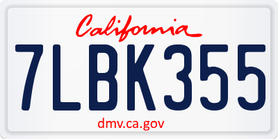 CA license plate 7LBK355