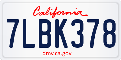 CA license plate 7LBK378