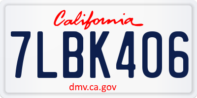 CA license plate 7LBK406