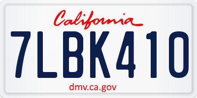 CA license plate 7LBK410