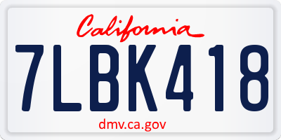 CA license plate 7LBK418