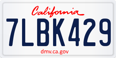 CA license plate 7LBK429