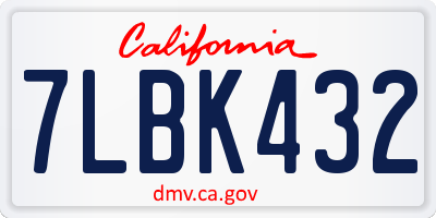 CA license plate 7LBK432