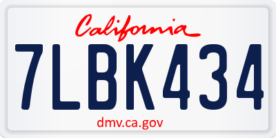 CA license plate 7LBK434