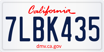 CA license plate 7LBK435