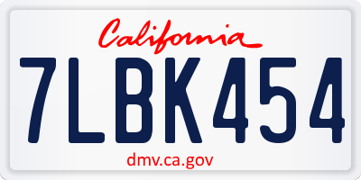 CA license plate 7LBK454