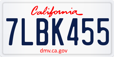 CA license plate 7LBK455