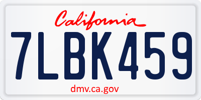 CA license plate 7LBK459