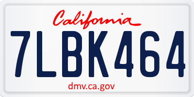 CA license plate 7LBK464