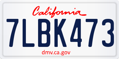 CA license plate 7LBK473