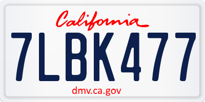 CA license plate 7LBK477