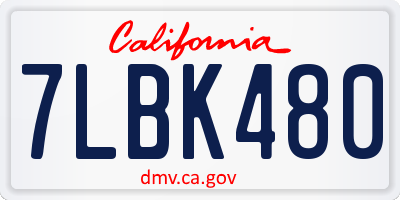 CA license plate 7LBK480