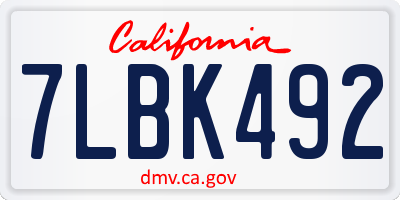 CA license plate 7LBK492