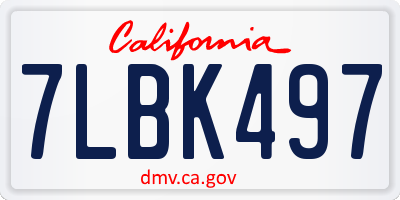 CA license plate 7LBK497