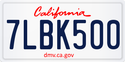 CA license plate 7LBK500