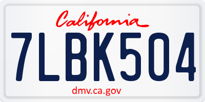 CA license plate 7LBK504