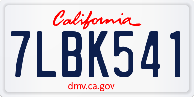 CA license plate 7LBK541