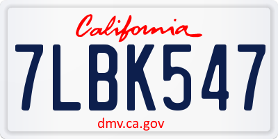 CA license plate 7LBK547