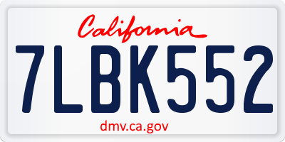 CA license plate 7LBK552