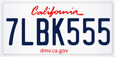 CA license plate 7LBK555