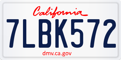 CA license plate 7LBK572