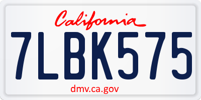 CA license plate 7LBK575