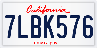 CA license plate 7LBK576