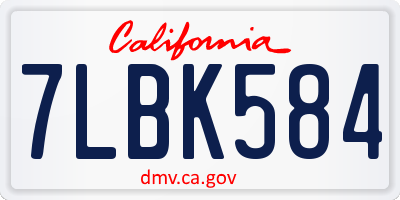 CA license plate 7LBK584
