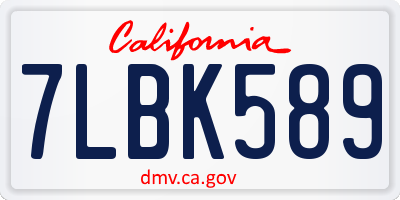 CA license plate 7LBK589