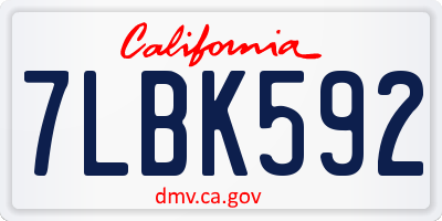 CA license plate 7LBK592