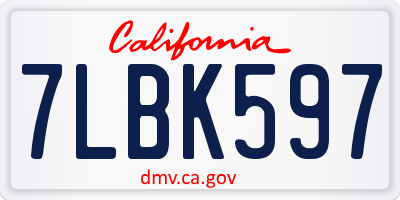 CA license plate 7LBK597