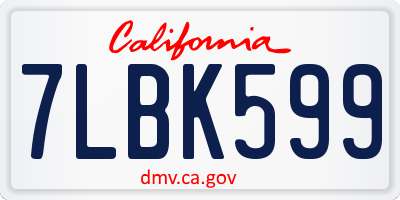 CA license plate 7LBK599