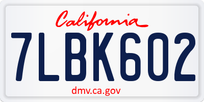 CA license plate 7LBK602